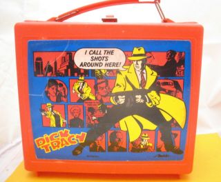 Vintage Aladdin Plastic Dick Tracy Lunchbox,  Metal Clasp,  Thermos,  1990