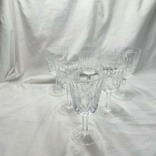 Waterford Ireland Crystal Lismore 6 - 7/8 " Wine Water Goblets Glasses Set Of 6