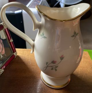 Lenox China Rose Manor Pitcher Hand Decorated With 24k Trim 24oz.