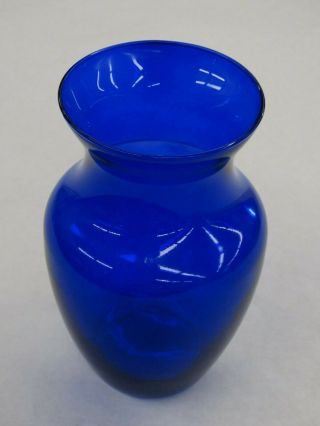 Vintage 8 " Tall Transparent Cobalt Blue Glass Vase Deep Blue