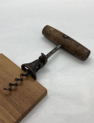 Vintage 1930 - 40’s Corkscrew Wood Handle William’s Marked,  Primitive