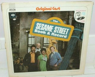Vintage 1970s Sesame Street Vinyl Lp Record & Book Set Cast