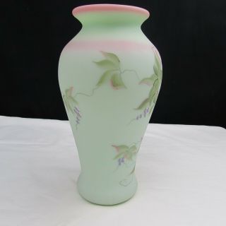Fenton Lotus Mist Burmese Berry and Butterfly Hand Painted Vase 2000 C1313 2