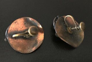 Vtg Pair Copper Grape leaf vine design screw back earrings 1 