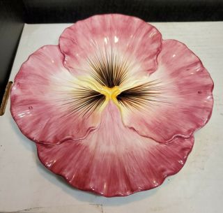 Fitz & Floyd Halcyon Purple Pansy Salad Snack Plate Figural Flower 9 3/8 (hs)