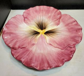 Fitz & Floyd HALCYON PURPLE PANSY SALAD SNACK PLATE Figural Flower 9 3/8 (HS) 2