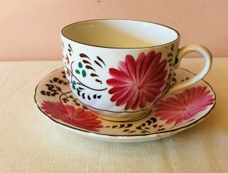 Vtg Allertons Pink Luster Lusterware Cup & Saucer England Hand Painted