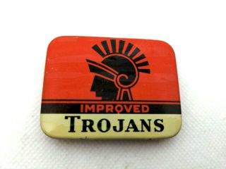 Vintage Improved Trojans Prophylactics Tin Youngs Rubber Corp Orange York