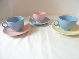 3 Taylor Smith Taylor Ts&t Cups And 3 Luray Pastels Saucers Shower Favor