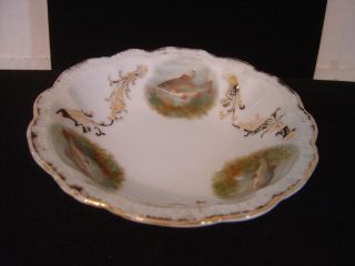 Small Porcelain Fruit Bowl With Fish And Trimmed In Gold Marked 112