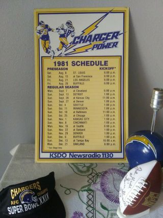 Vintage 1981 Charger Power Football Schedule Cardboard Display 22 " X 13 " Ksdo