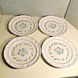 Set Of 4 " Floral Expressions " By Hearthside 10 1/2 " Stoneware Dinner Plates