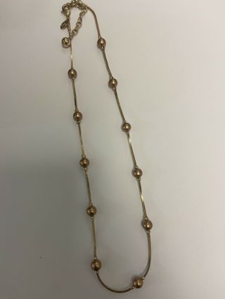 Gorgeous Vintage Designer Signed Monet Gold Tone Choker Station Necklace