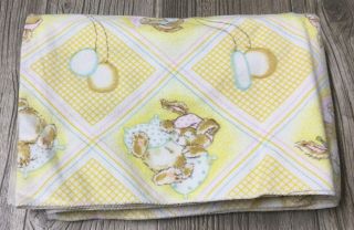 Vintage Dundee Usa Cotton Baby Flannel Receiving Blanket Bunny Balloon Guc A4