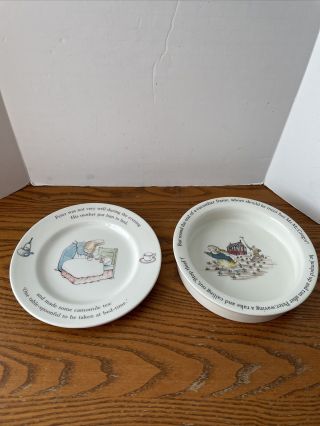Wedgwood Of Etruria & Barlaston Peter Rabbit Plate And Bowl 2 Pc Child Set
