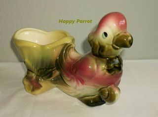Vintage Hull Parrot Bird W/ Cart Planter 60 Art Pottery 1950 