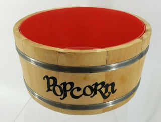Vintage Spaulding & Frost Wooden Popcorn Barrel Bowl Dish Bucket Movie Night
