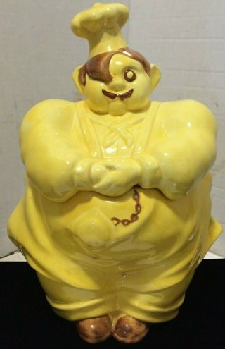 Vintage Chef Pierre Cookie Jar By Redwing Pottery - 1940s - Yellow