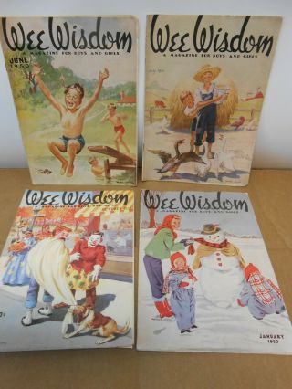 4 Vintage 1950 Wee Wisdom Kids Magazines For Boys And Girls Paper Dolls Crafts