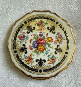 Vintage Stratton Compact England Floral Powder Mirror Vanity White Red Pink Blue
