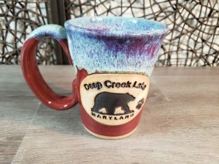 Deep Creek Lake Maryland Ceramic Cup Mug Hand Thrown Smoky Mountain Pottery