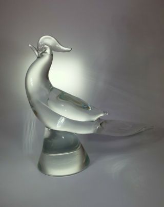 Large Rare Signed Licio Zanetti Murano Cristal Art Glass Bird Sculpture Ornament