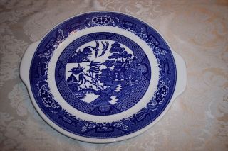 Vintage Royal China Blue Willow Round Tab Handle Cake Plate 11.  5 Inches