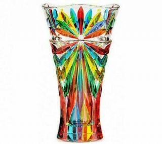Large Crystal Vase,  Painted Murano Flower Vase,  Centerpiece,  Made In Italy