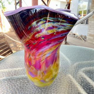 Large Gorgeous Art Glass Bowl / Vase Paul Allen Counts
