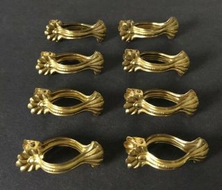 (8) Vintage Brass Cafe Curtain Pinch Clips Rings Ornate Ottawa Germany Made