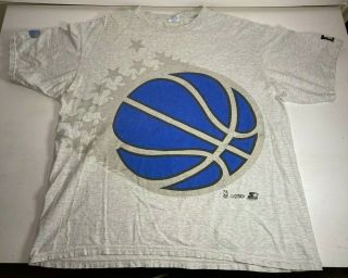 Vtg 90s Orlando Magic Big Logo Starter T Shirt Nba Shaq Basketball Made Usa | Xl