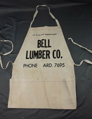 Vintage Bell Lumber Co.  Carpenter Nail Cloth Apron 8 Oz Duck Canvas
