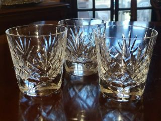3 St Louis Crystal Chantilly Clear Old Fashioned Glasses Dof Rocks Fan Signed