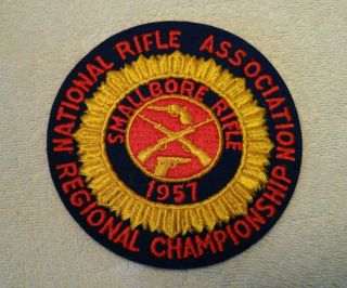Vintage 1957 Marksmanship Patch Nra Regional Championship Small Boar Rifle Prone