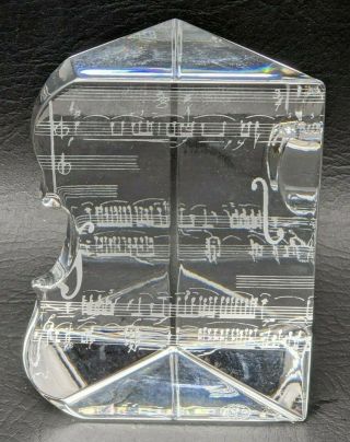 Baccarat Crystal Cello Violin Music Notes Block Sculpture Paperweight