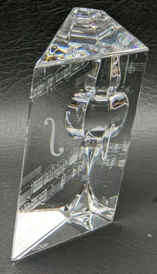 Baccarat Crystal Cello Violin Music Notes Block Sculpture Paperweight 2