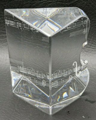 Baccarat Crystal Cello Violin Music Notes Block Sculpture Paperweight 3