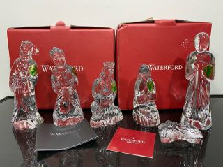 Rare 6pc Waterford Cut Crystal Glass Nativity Holy Family & Wise Men Figurines