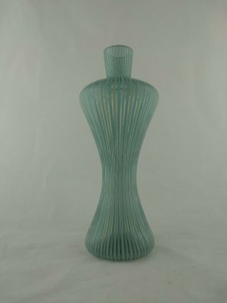 Murano Art Glass Vase Fratelli Toso A Canne Filigrana Blue White Clear Italian