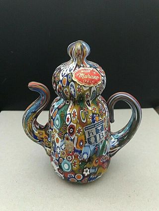 Murano Decorative Glass Teapot Fratelli Toso Millefiori Very Collectable Piece