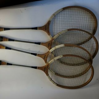 4 Vintage Badminton Racquets By Sportcraft (japan) Steel Shank.
