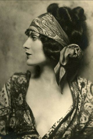Stunning.  Art Deco,  Flapper Era Woman Head Scarf.  Photo Reprint 8x12