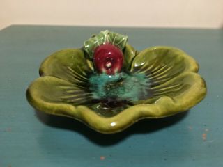 Vintage Marcia Of California Pottery Unusual Apple Trinket Dish Bowl Green Red