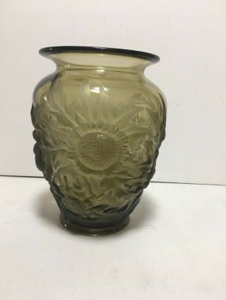 Verlys Alpine Thistle Vase in Smoky Glass Circa 1930 ' s 9 