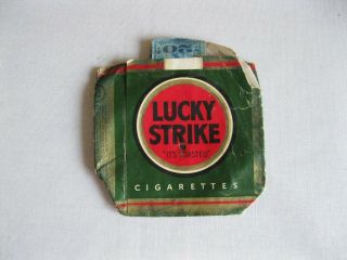 VINTAGE WW2 LUCKY STRIKE GREEN CIGARETTE PACK DeWITT CLINTON TAX STAMP 2