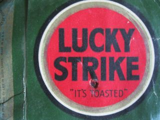 VINTAGE WW2 LUCKY STRIKE GREEN CIGARETTE PACK DeWITT CLINTON TAX STAMP 3