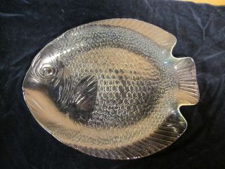 Vintage Fish Shaped Clear Glass Serving Platter Tray Oven Proof Usa 15 " X 12 "