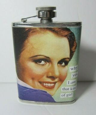 Vintage Anne Taintor 4 Oz.  Flask " Why Yes.  I Am That Kind Of Girl "