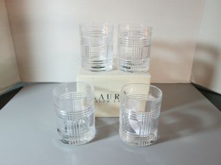 Ralph Lauren Glen Plaid Set Of 4 Crystal Double Old Fashioned Bar Glasses