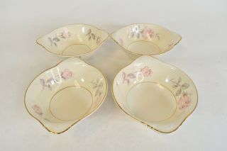 Set Of 4 Vintage Eggshell Homer Laughlin Nautilus Soup Berry Lugged China Bowls